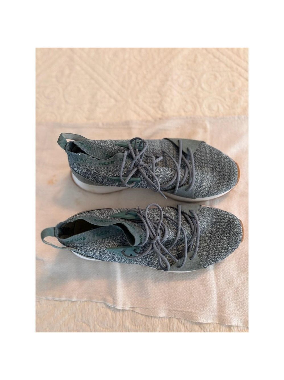 ADIDAS Sneakers Green Knit Pull-on Ankle  Men 7.5 Women 9
